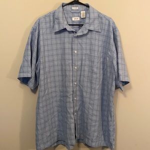Men’s XL button down blue plaid shirt.